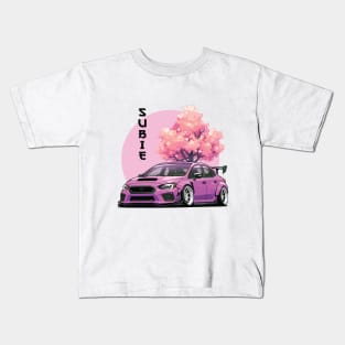 Subaru Impreza WRX STI Car Art - Widebody Modified Pink JDM Car Kids T-Shirt